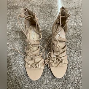 Women’s nude lace up heels